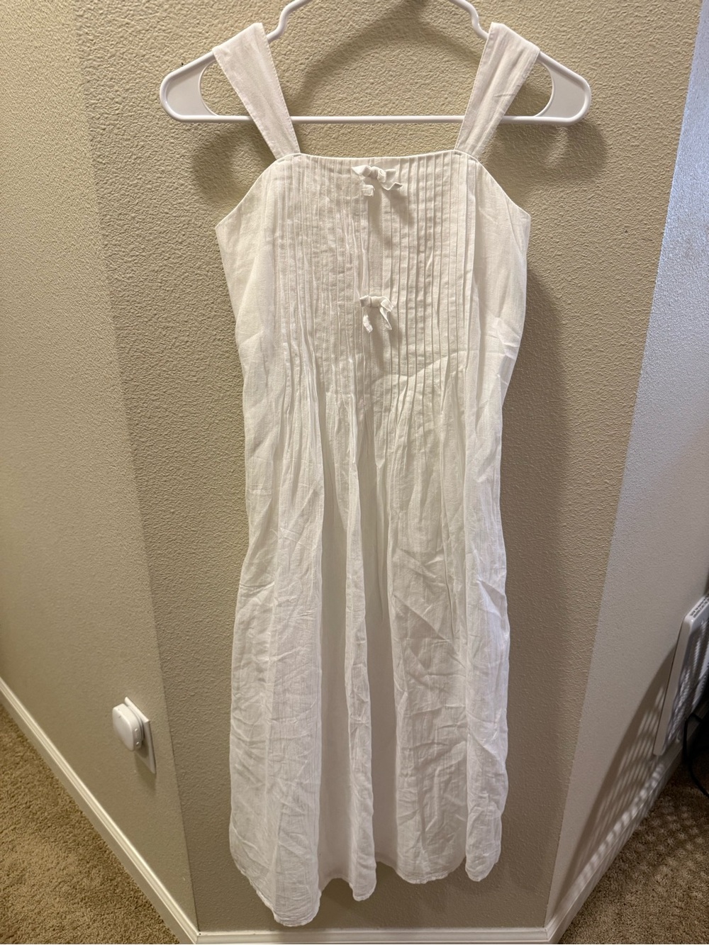 abercrombie kids White Cotton Sundress with Pintuck Detail